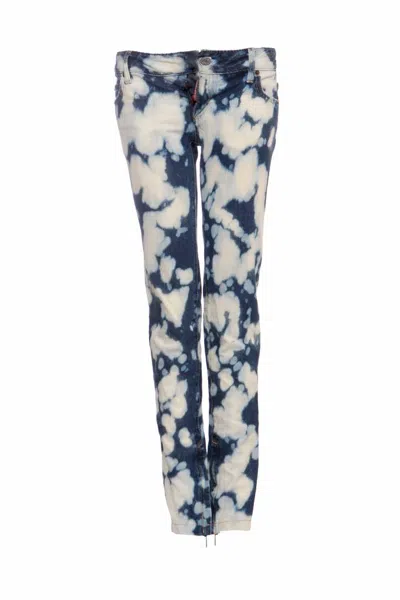 Dsquared2 , Blue Biker Jeans With Bleach Stains