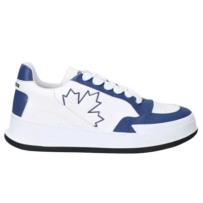 Dsquared2 Blue Calfskin Sneaker In White