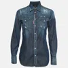 Dsquared2 Blue Chambray Distressed Shirt In Blue