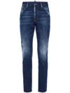 Dsquared2 Classic Straight-leg Jeans With Faded Wash And Distressed Details In Blue