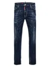 Dsquared2 Distressed Slim-fit Jeans With Unique Splatter Detailing In Blue