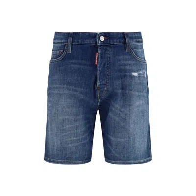 Dsquared2 Blue Cotton Bermuda Shorts