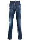 Dsquared2 Blue Cotton Blend Denim Tapered Pants