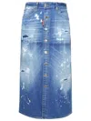 Dsquared2 Distressed-effect Denim Midi Skirt In Blue