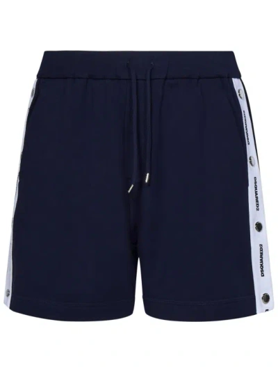 Dsquared2 Blue Cotton Fleece Jogging Shorts