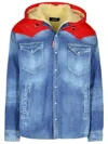 Dsquared2 Hooded Denim Jacket Zip Pockets In Blue