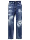 Dsquared2 Straight Leg Cotton Jeans With Distressed Styling In Blue