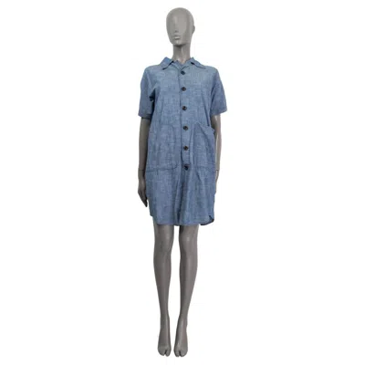 Pre-owned Dsquared2 Blue Cotton Patch Pocket Shirt Dress 40 S