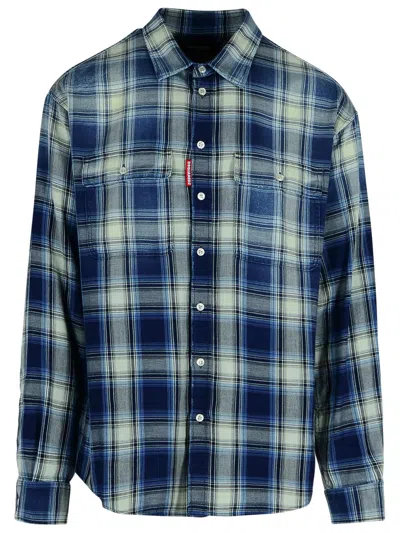 DSQUARED2 DSQUARED2 BLUE COTTON SHIRT MEN