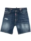 Dsquared2 Distressed Effect Mini Shorts With Raw Hem And Five Pockets In Blue