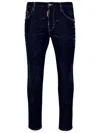 Dsquared2 Five Pocket Stretch Denim Trousers With Localized Wear Washing In Blue