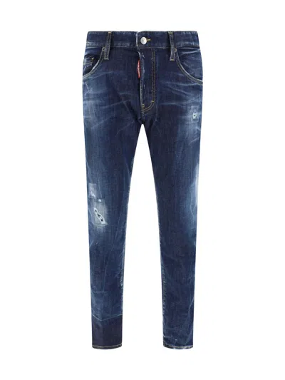 Dsquared2 Sketch Effect Skater Fit Denims 15cm In Blue