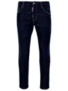 Dsquared2 Five Pocket Stretch Denim Trousers With Localized Wear Washing In Blue