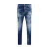 Dsquared2 Teddy Distressed Slim Jeans In Blue
