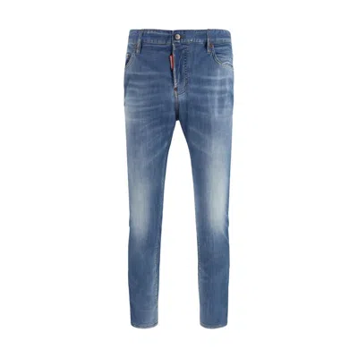 Dsquared2 Cotton Jeans With Logo Application In Blue