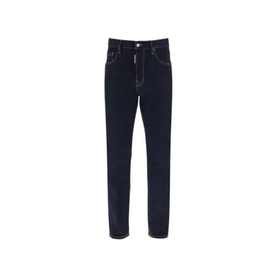 Dsquared2 Blue Cotton Straight-leg Jeans In Black