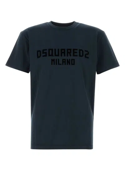 DSQUARED2 BLUE CREWNECK LOGO T-SHIRT