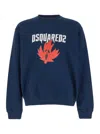 Dsquared2 Blue Crewneck Sweatshirt With Screaming Maple In Cotton Man In Blue