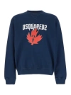 Dsquared2 Blue Crewneck Sweatshirt With Screaming Maple In Cotton Man In Blue