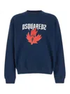 Dsquared2 Blue Crewneck Sweatshirt With Screaming Maple In Cotton Man In Blue