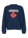 Dsquared2 Blue Crewneck Sweatshirt With Screaming Maple In Cotton Man