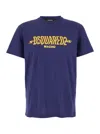 Dsquared2 Blue Crewneck T-shirt With Logo Print On The Front In Multicolor
