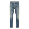 Dsquared2 Blue Jeans With Logo Patch On The Rear And Distressed Effect In Denim Man In Blue