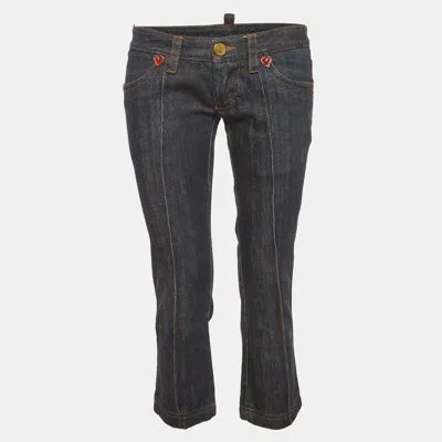 Dsquared2 Blue Denim Crop Jeans M/waist In Gray