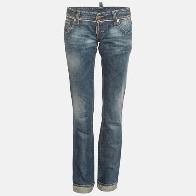 Pre-owned Dsquared2 Blue Denim Distressed Jeans S/waist 30"