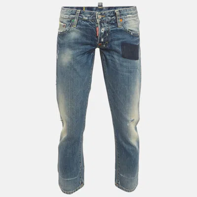 Pre-owned Dsquared2 Blue Denim Distressed Jeans Xs/waist 32"