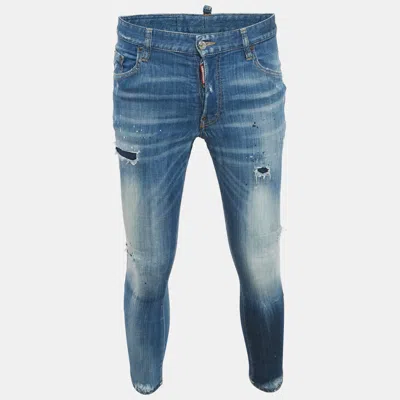 Dsquared2 Blue Denim Distressed Slim Fit Jeans L/waist