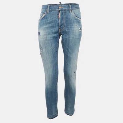Pre-owned Dsquared2 Blue Denim Distressed Slim Fit Jeans L/waist 31