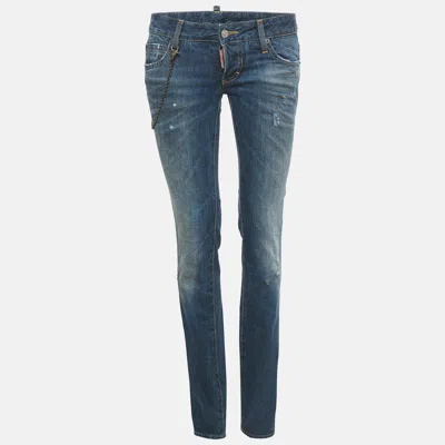 Dsquared2 Blue Denim Distressed Slim Fit Jeans S Waist 30"