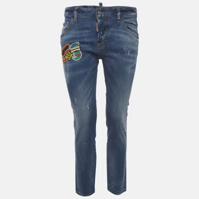 Pre-owned Dsquared2 Blue Denim Distressed Straight Fit Jeans S/waist 31"