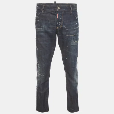 Pre-owned Dsquared2 Blue Denim Distressed Straight Fit Jeans Xxl /waist 37"