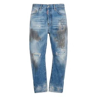 Dsquared2 Light Dirty Wash Bro Distressed Jeans In Blue