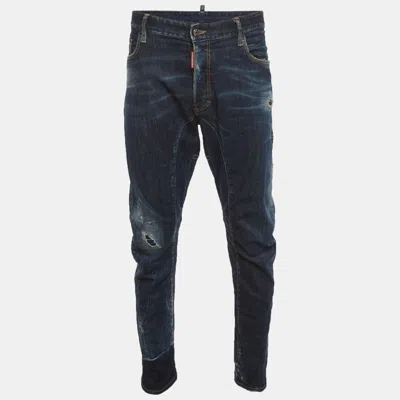 Pre-owned Dsquared2 Blue Denim Slim Fit Distressed Jeans Xxl/waist 40"