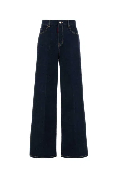 DSQUARED2 BLUE DENIM TRAVELLER WIDE-LEG JEANS