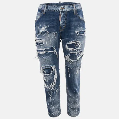 Dsquared2 Blue Distressed Denim Cool Girl Cropped Jeans S Waist