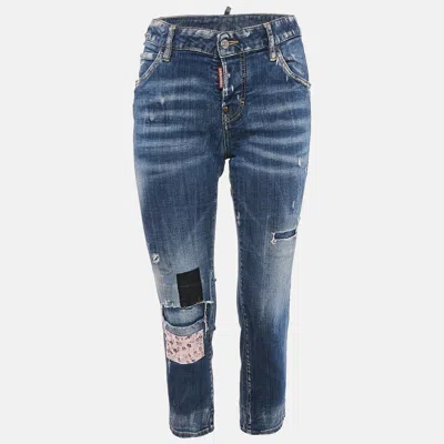 Pre-owned Dsquared2 Blue Distressed Denim Cool Girl Jeans S Waist 30"