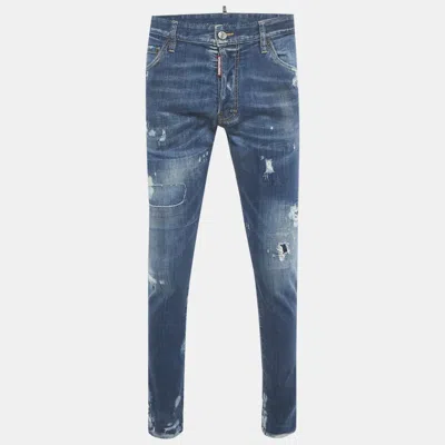 Pre-owned Dsquared2 Blue Distressed Denim Cool Guy Jeans L Waist 35"
