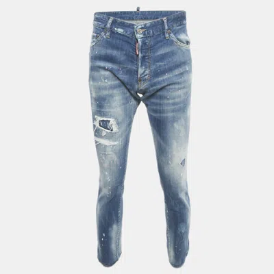 Pre-owned Dsquared2 Blue Distressed Denim Cool Guy Jeans L Waist 36"