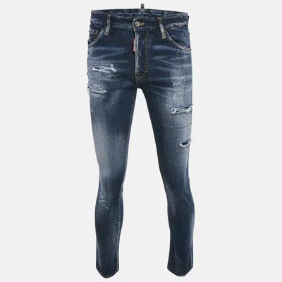 Pre-owned Dsquared2 Blue Distressed Denim Cool Guy Jeans S Waist 31"