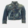 Dsquared2 Blue Distressed Denim Cropped Jacket In Blue