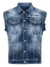 Dsquared2 Blue Distressed Denim Jacket In Blue