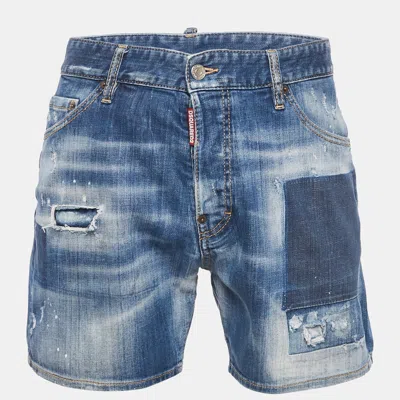 Pre-owned Dsquared2 Blue Distressed Denim Shorts L