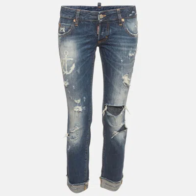 Pre-owned Dsquared2 Blue Distressed Denim Slim Fit Jeans S/waist 29"