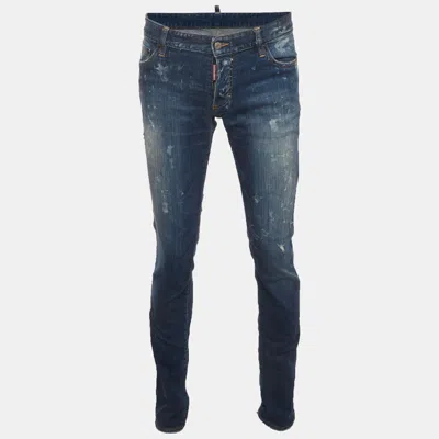 Pre-owned Dsquared2 Blue Distressed Denim Slim Fit Jeans Xl/ Waist