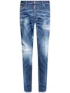 Dsquared2 Navy Blue Cotton Jeans With Worn Effect 5 Pockets In Blue