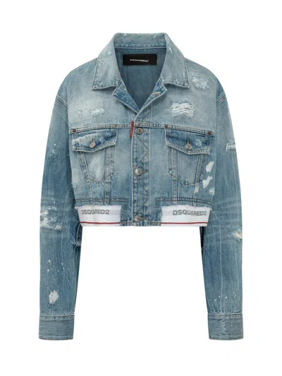 Dsquared2 Blue Distressed Shirt Collar Jacket